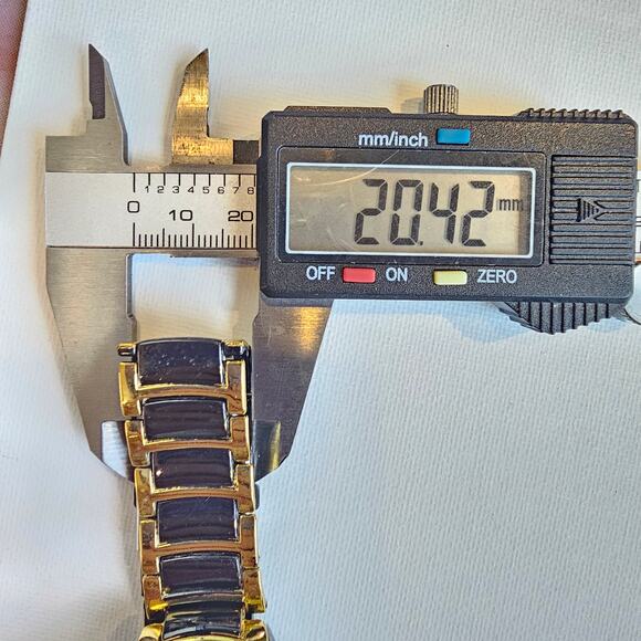 Orlando Black Gold Tone Quartz Analog Watch with Link Band 7.25" Wrist - Picture 8 of 16